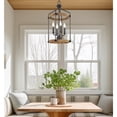 thumbnail image 7 of Kira Home Pollack 24" 4-Light Modern Farmhouse Lantern Pendant Light, Open Design, Rattan Accents + Black Finish, 7 of 7