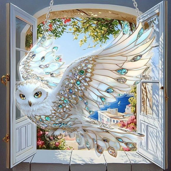 Boovnll Christmas Tree Decorations, Owl Catcher Acrylic Pendant for Home Outdoor Garden Courtyard Hanging Decoration Hanging Ornaments, Christmas Decor Indoor