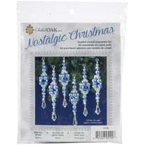 Solid Oak Nostalgic Christmas Beaded Crystal Ornament Kit-Blue Crystal Ice Drops Makes 6