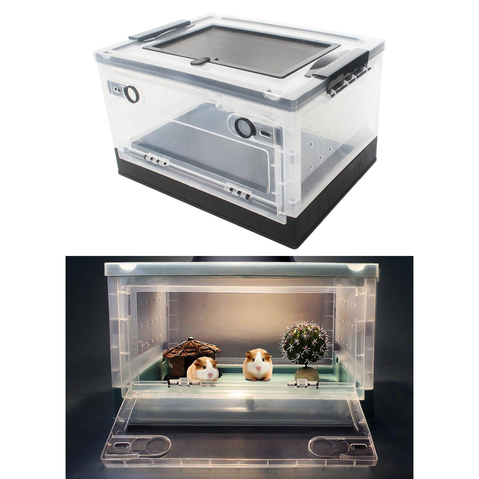 EHJRE Hamster Breeding Box Foldable Reptile Feeding Box Terrarium Tank Cage Habitat Transport House for Frog Mice Scorpion , Black