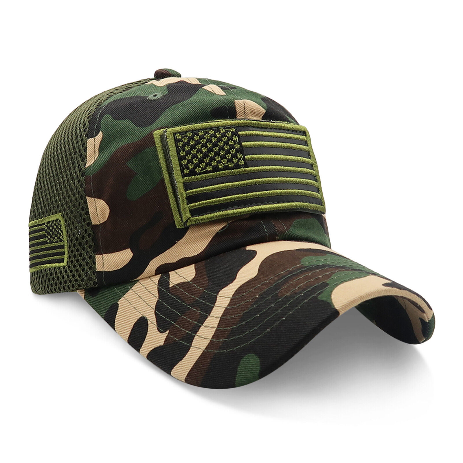Baseball Cap USA Flag American Men Hat Detachable Patch Mesh Tactical ...