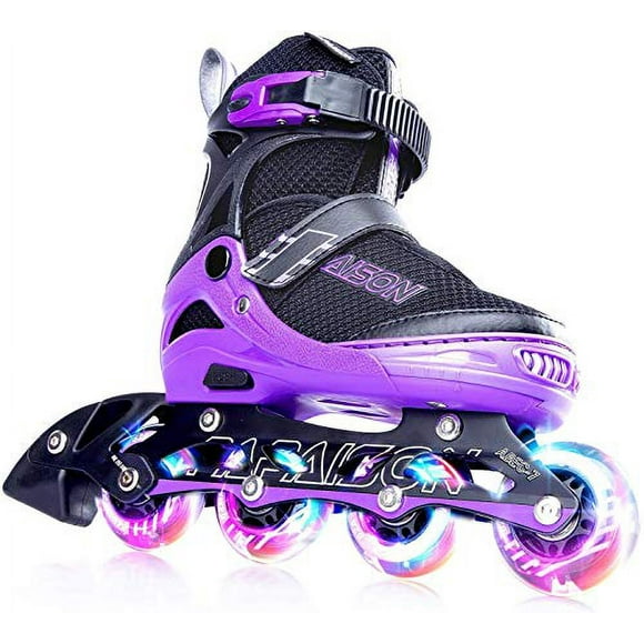 PAPAISON Adjustable Inline Skates for Kids and Adults with Full Light Up Wheels , Outdoor Roller Skates for Girls and Boys, Men and Women