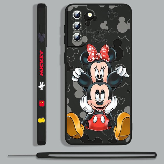 Funda de teléfono de Mickey y Minnie para Samsung Galaxy, carcasa bonita con cuerda izquierda para Samsung Galaxy S23, S22, S21, S20, S10, Note 20, 10, Ultra Plus, Pro FE Lite
