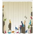 thumbnail image 3 of Ambesonne Multicolor Shower Curtain, Crazy Cat Lady Home, 69"Wx84"L, Multicolor, 3 of 3
