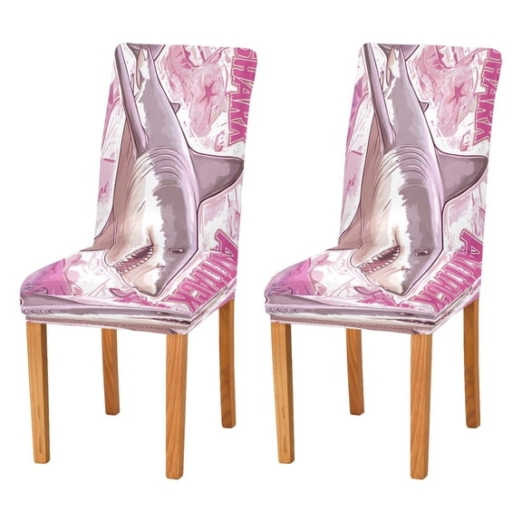 BZSMCE Chairs Slipcovers Dining Chair Covers Pink Sharks Creative Pattern
