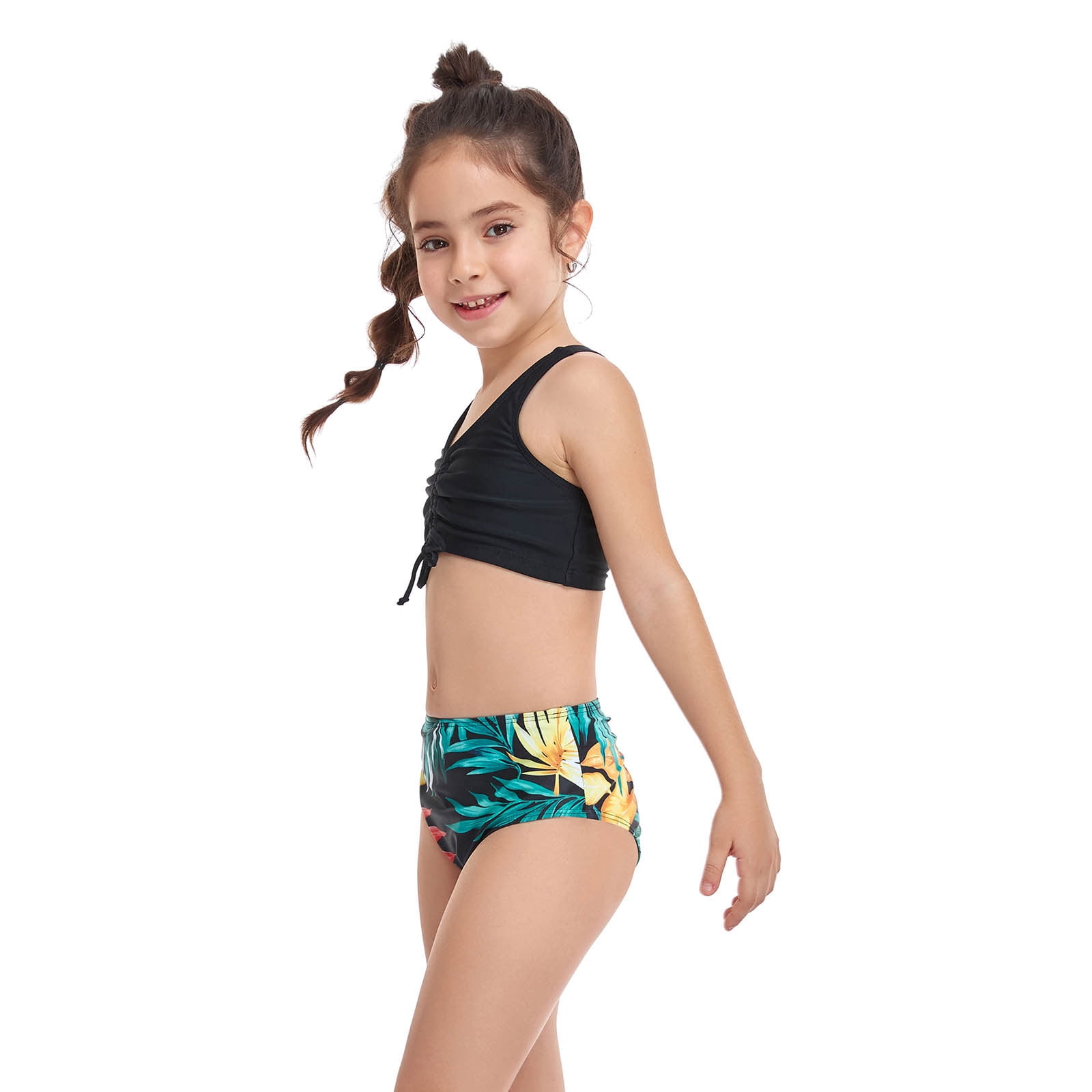 Fesfesfes Parent-Child Swimwear Ruffles Split Two Piece Swimsuit