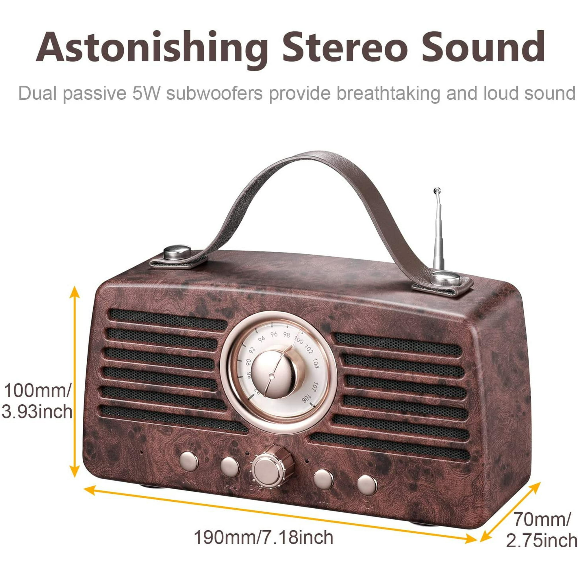 Retro Bluetooth Speaker, Aurtec Bluetooth Portable Wireless