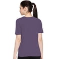 thumbnail image 3 of eloria Women's T-Shirt Round Neck Solid Color Plain Half Sleeve T-Shirt Color: Violet | Size: 2XL, 3 of 7
