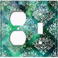 thumbnail image 4 of Metal Light Switch Plate Cover Elegant Teal Gray Damask DAM051, 4 of 13
