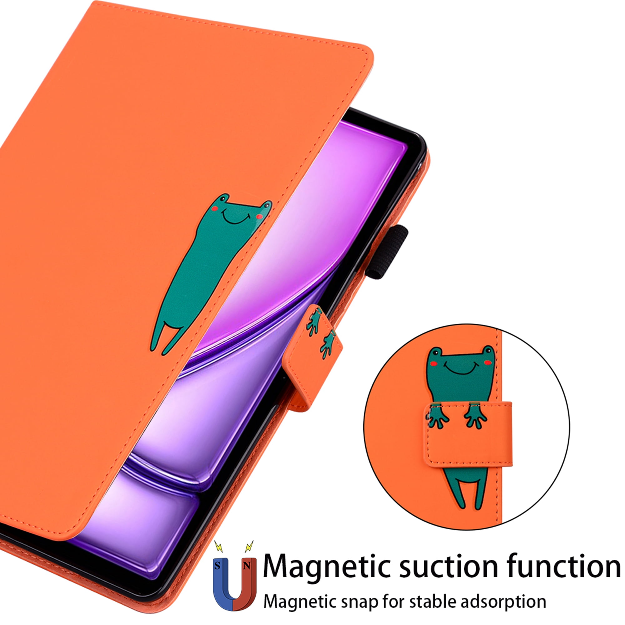 Dteck Folio Case for iPad Air 13-inch (M3/M2) 2025/2024, Multi-Angle Viewing Protective Stand Cover with Pencil Holder & Card Holder,Orange
