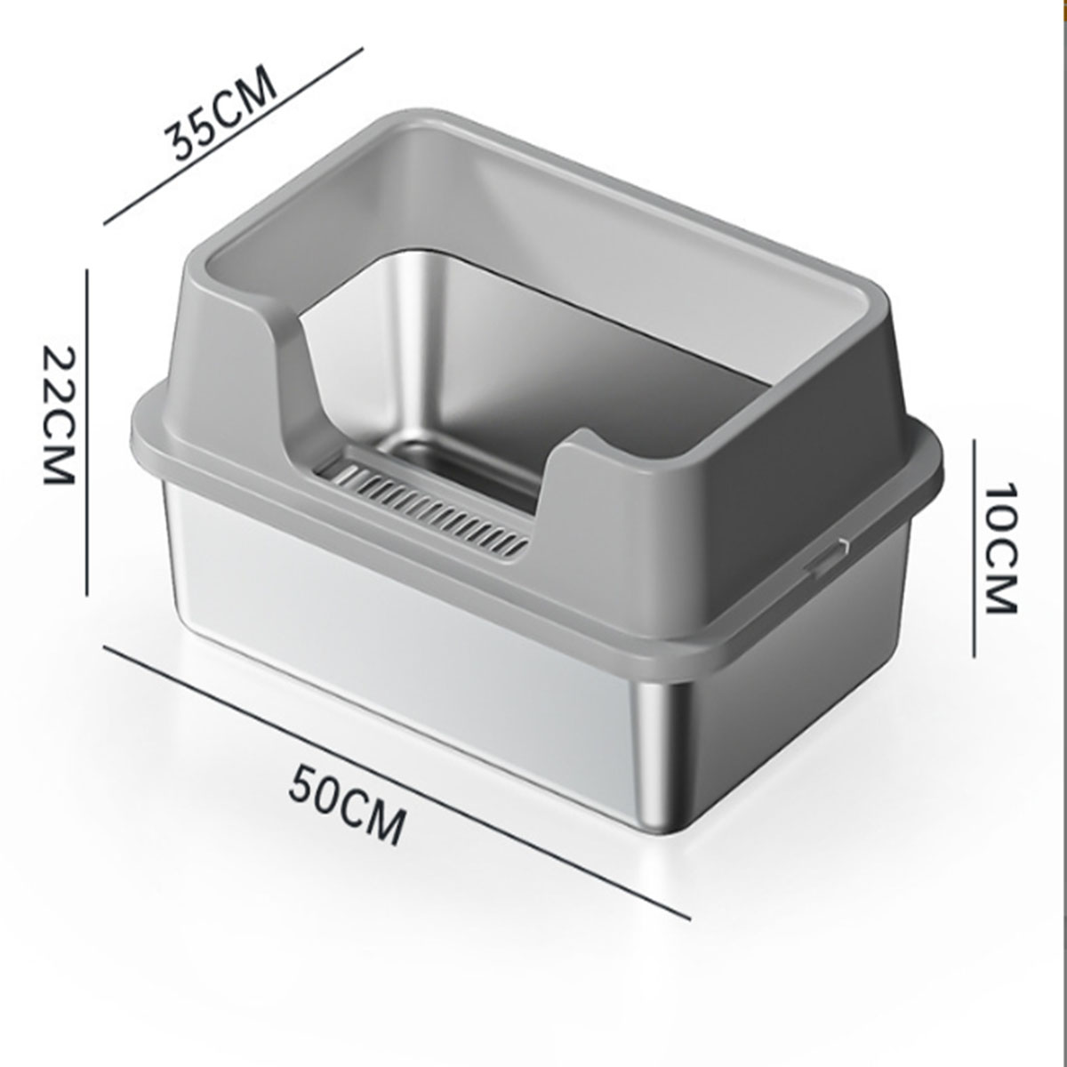 Ataucjin Extra Large Enclosed Stainless Steel Cat Litter Box, Metal Litter Pan for Big Cats, High Wall Sides & Non-Stick Bottom, Anti-Leakage & Odor-Resistant, Easy to Clean for All Cats