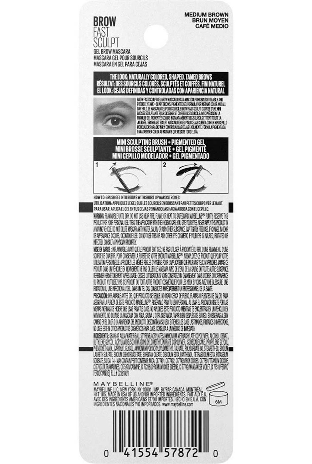 Maybelline New York Fast Sculpt, Shapes Eyebrows, Eyebrow Mascara Makeup, 3  GR, 3  GR