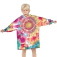 thumbnail image 3 of Colorful Tie Dye Pattern Blanket Hoodies for Kids 6-13YR Oversize Wearable Blanket Hoodies for Boys Girls Teens, 3 of 7