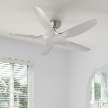

Bestco 48 5-Blade Ceiling Fan with Remote Control Timer and Reversible 5 Speed 35W Copper Motor Brushed Nickel