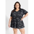 thumbnail image 3 of CASSIE LIZ Plus Size Womens Tops 4X Summer V Neck Shirts Black Camo Fashion Short Sleeve Tee Loose Fit Tunics Spring Blouses Casual Slit Hem Pullovers 4XL 24W 26W, 3 of 7
