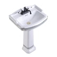 thumbnail image 6 of Renovators Supply India Reserve 22 7/8" Pedestal Bathroom Sink Wall Mount White with Overflow, 6 of 10