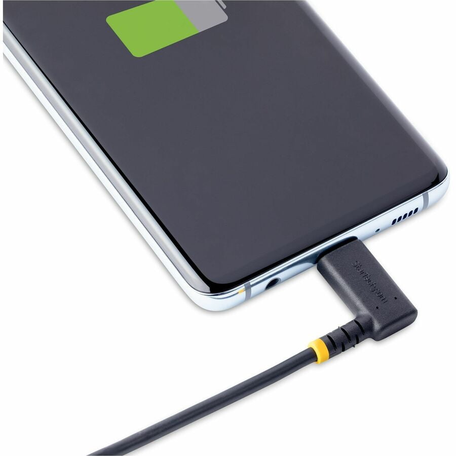 StarTech.com 6ft (2m) USB C Charging Cable Right Angle, 60W PD 3A, Heavy Duty Fast Charge USB-C Cable, Durable Rugged Aramid Fiber