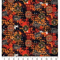Fire Department Cotton Fabric by Sykel-Abstract Firefighter Logo