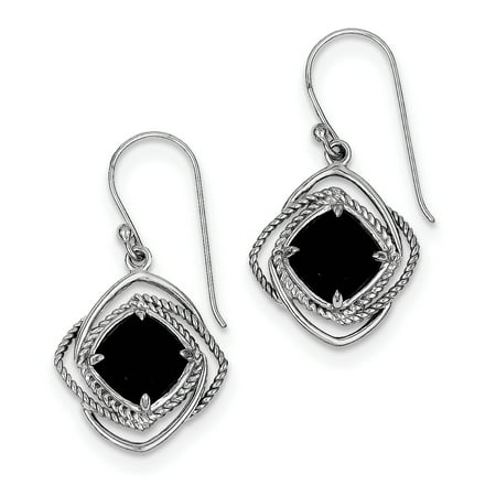 Dangling Onyx Earrings - 925 Sterling Silver Onyx Dangle Earrings
