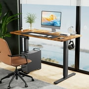 Electric Stand up Desk, 63 Wide Desktop with Adjustable Height, Standing Computer Desk for Home Ofiice, Brown