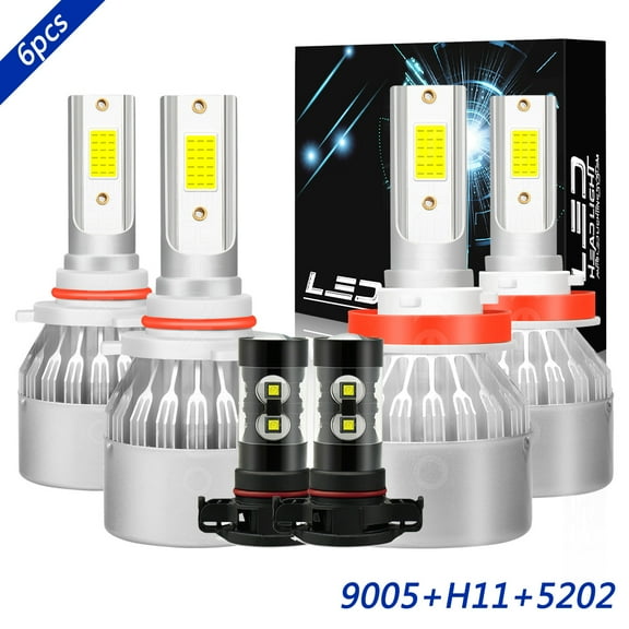 For Jeep Compass 2011 2012 2013 LED Headlight Bulb Kit High Low Beam Fog Light 6000K White 6pcs