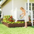 thumbnail image 2 of Outsunny L-Shaped Galvanized Raised Garden Bed, Dark Brown Wood Effect, 2 of 10