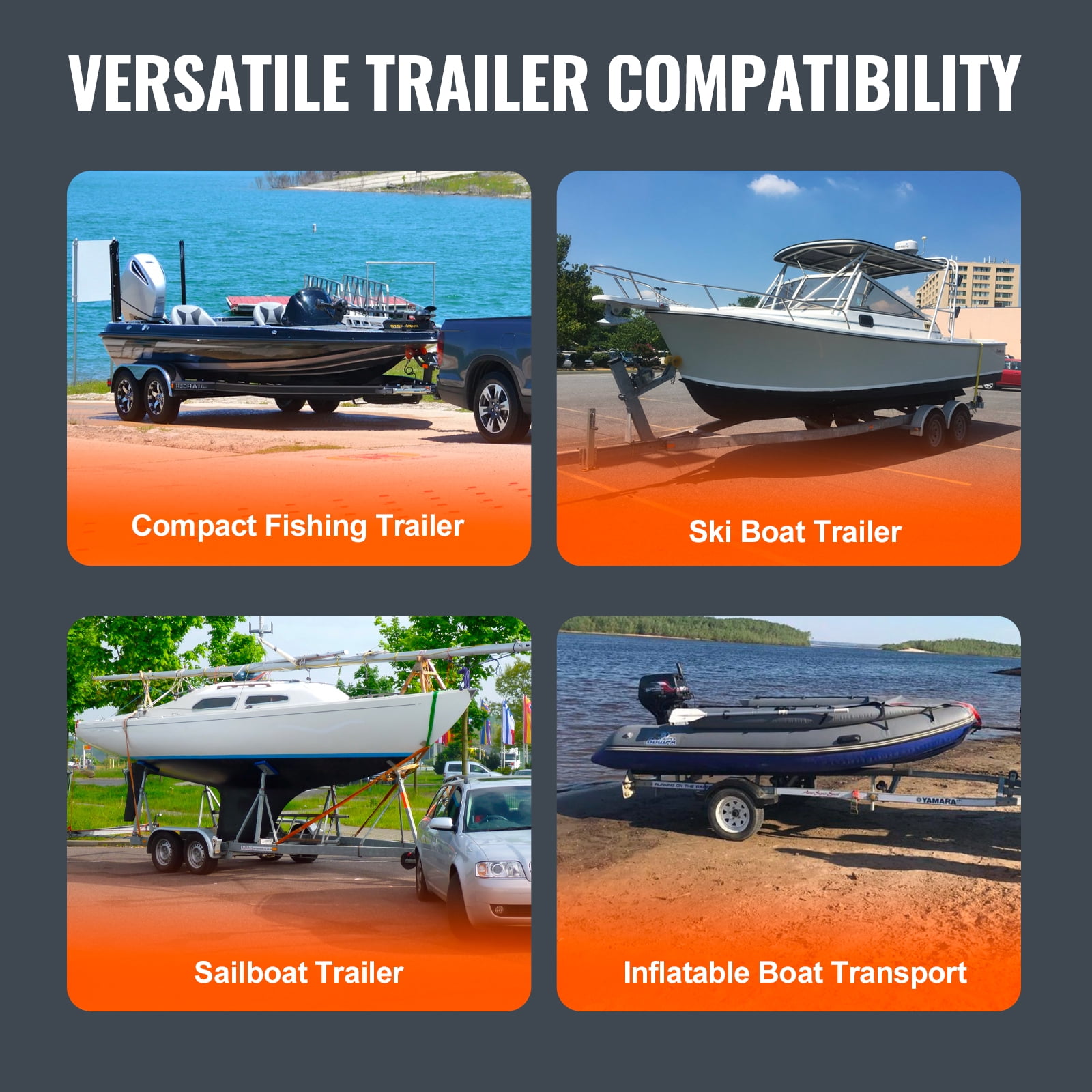KFFKFF Boat Trailer Bunk Board Guide-on 2.3' Feet Rail Guides ons Adjustable