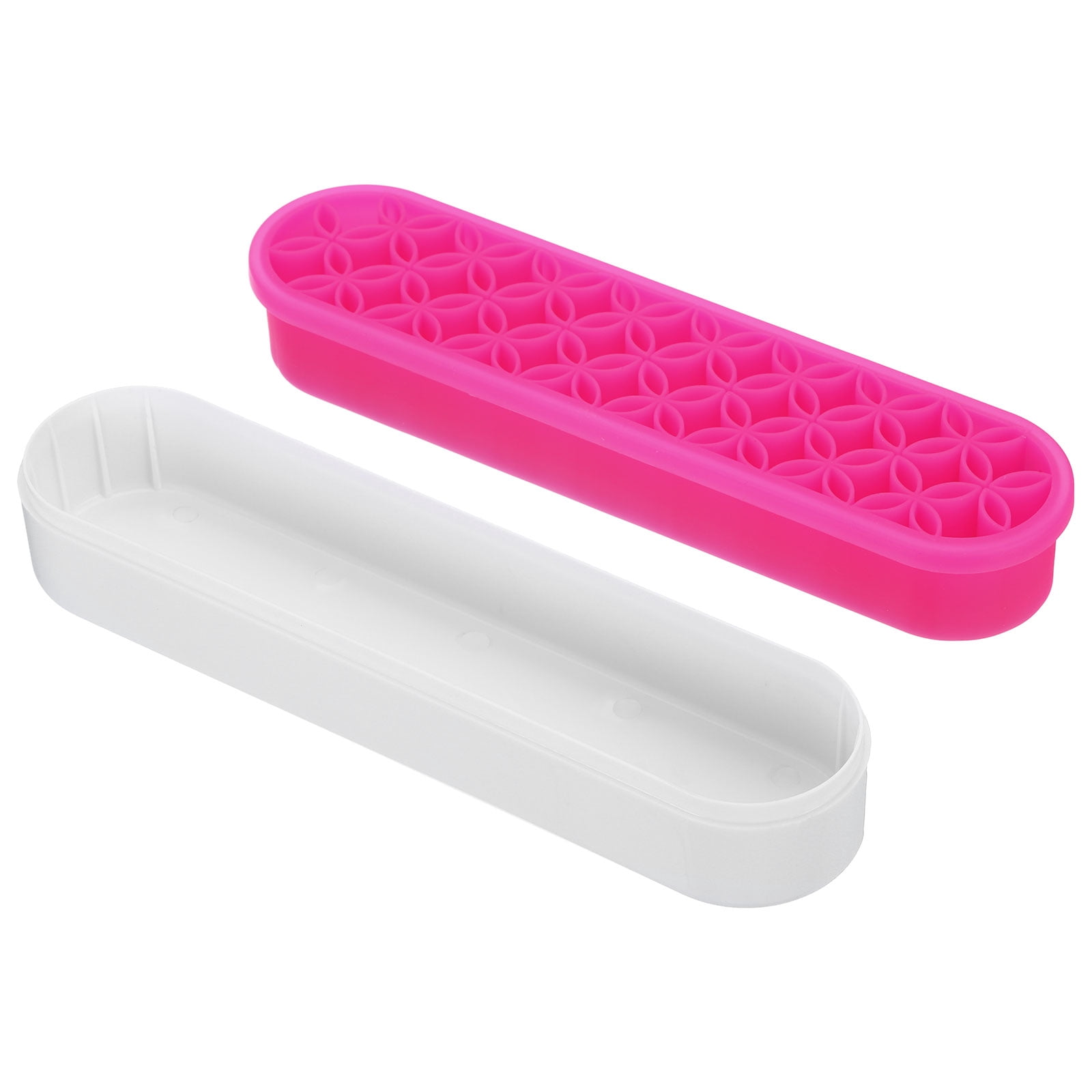 REGALWOVEN Diamond Painted Pen Holder, Silicone Makeup Brush Holder Storage Box rose red