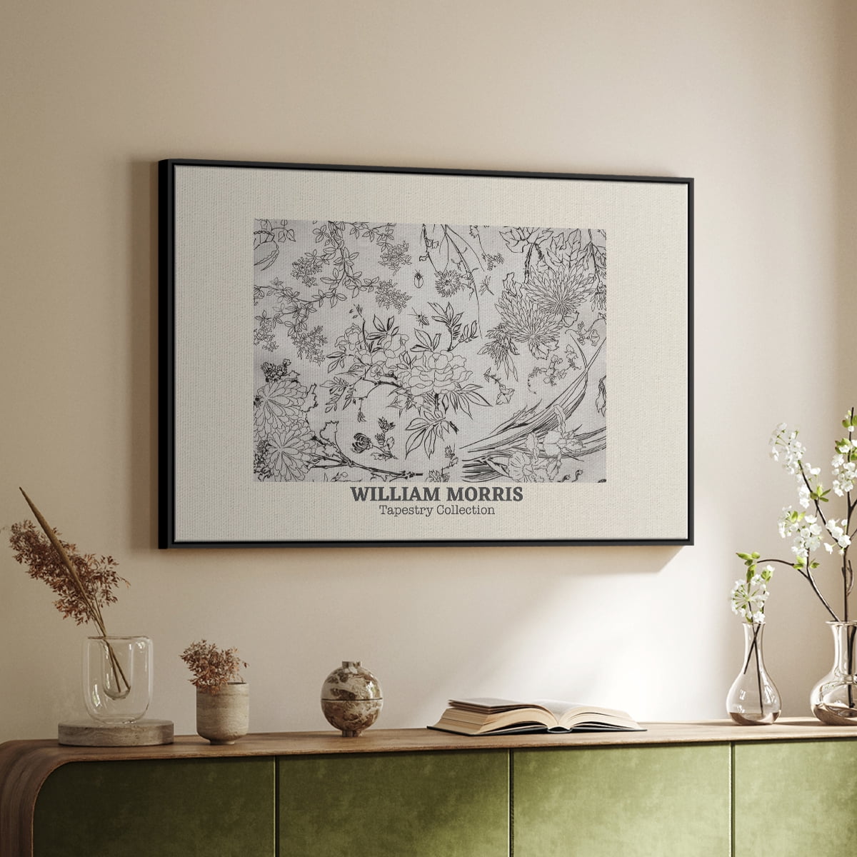 Vintage Abstract Print-LII Framed in Black Wood Gallery Wrapped Canvas 27 in. x 41 in.