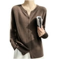 thumbnail image 5 of Ediodpoh Seamless Knit Cardigan for Long Sleeve Solid Color Sweater Coat Soft Cardigan Sweaters for Women for Comfortable Open Front Coffee M, 5 of 5