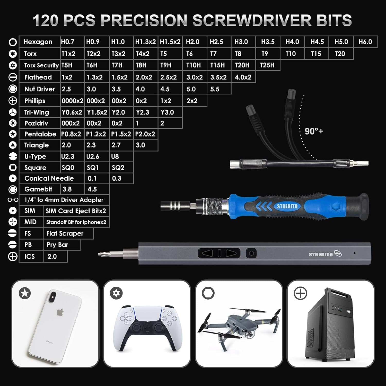 144-Piece Electric Precision Screwdriver Set, Cordless Rechargeable Power Screwdriver for PC, Laptop, Phone Repair