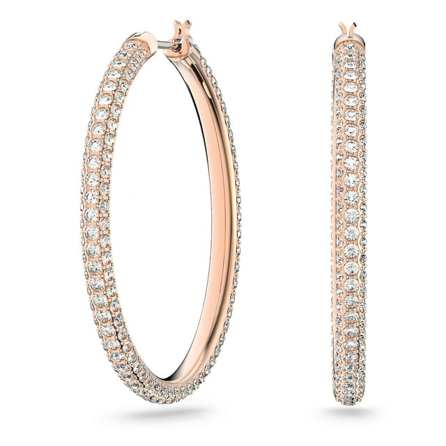 Pendientes Swarovski Dextera Hoop para mujer en oro rosa con cristal rosa
