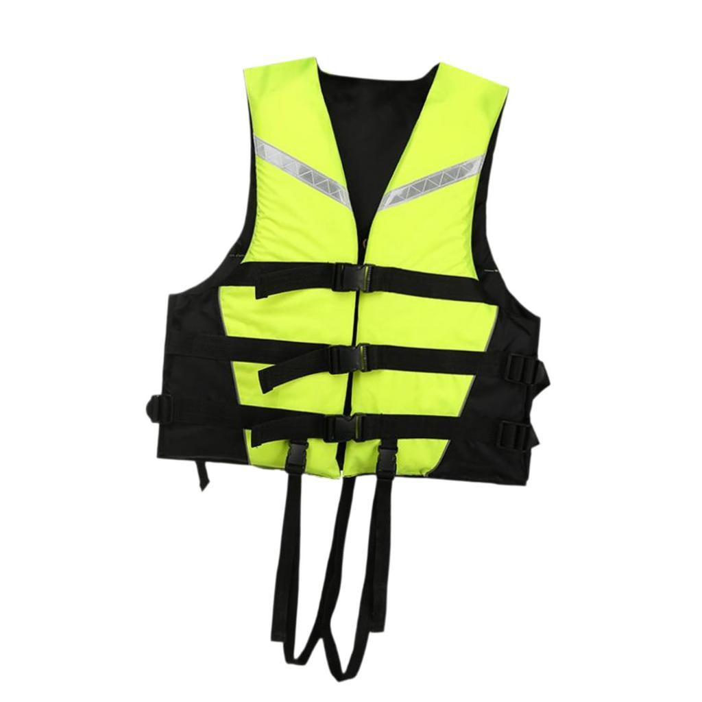 QccHieUs Life Vest with Reflective Strips Adjustable Life Jacket Paddle Vest for Swimming L