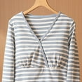 thumbnail image 5 of Women's Maternity Shirts Solid Color Ribbed Long Sleeve Pregnancy Tops V Neck Classic Fashion Lightweight Pregnant Clothes Casual Trendy Blouse Blue 01 M, 5 of 5