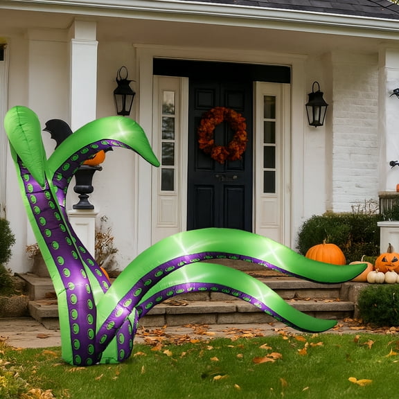 UBesGoo 6.9' Halloween Inflatable Octopus Tentacles, Blow Up Halloween Decoration with Built-in LED Lights, 2 pcs