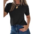 thumbnail image 2 of Summer Short Sleeve Solid Color Casual Women Leisure Basic T Shirt, 2 of 6