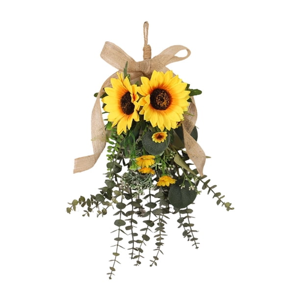 Guirnalda de girasoles artificiales para puerta de entrada, realista, para bodas, fiestas, y , decoración floral para Acción de
