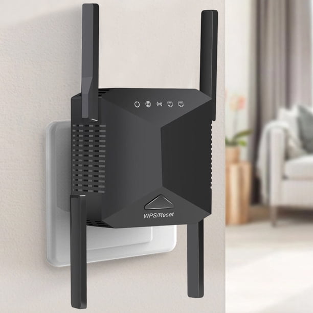 Amplificador De Señal Repetidor WiFi antenas externas amplificador de señal para el hogar (enchufe negro de 300M de EE. UU.)