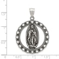 thumbnail image 2 of 925 Sterling Silver Vintage Religious Ruffled Circle Necklace Charm Pendant Medal Blessed Mary, 2 of 6