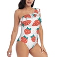 thumbnail image 3 of Goofa Strawberries Pattern Women's One Piece Swimsuits Tummy Control Bathing Suits Asymmetric One Shoulder Swimwear-Large, 3 of 6