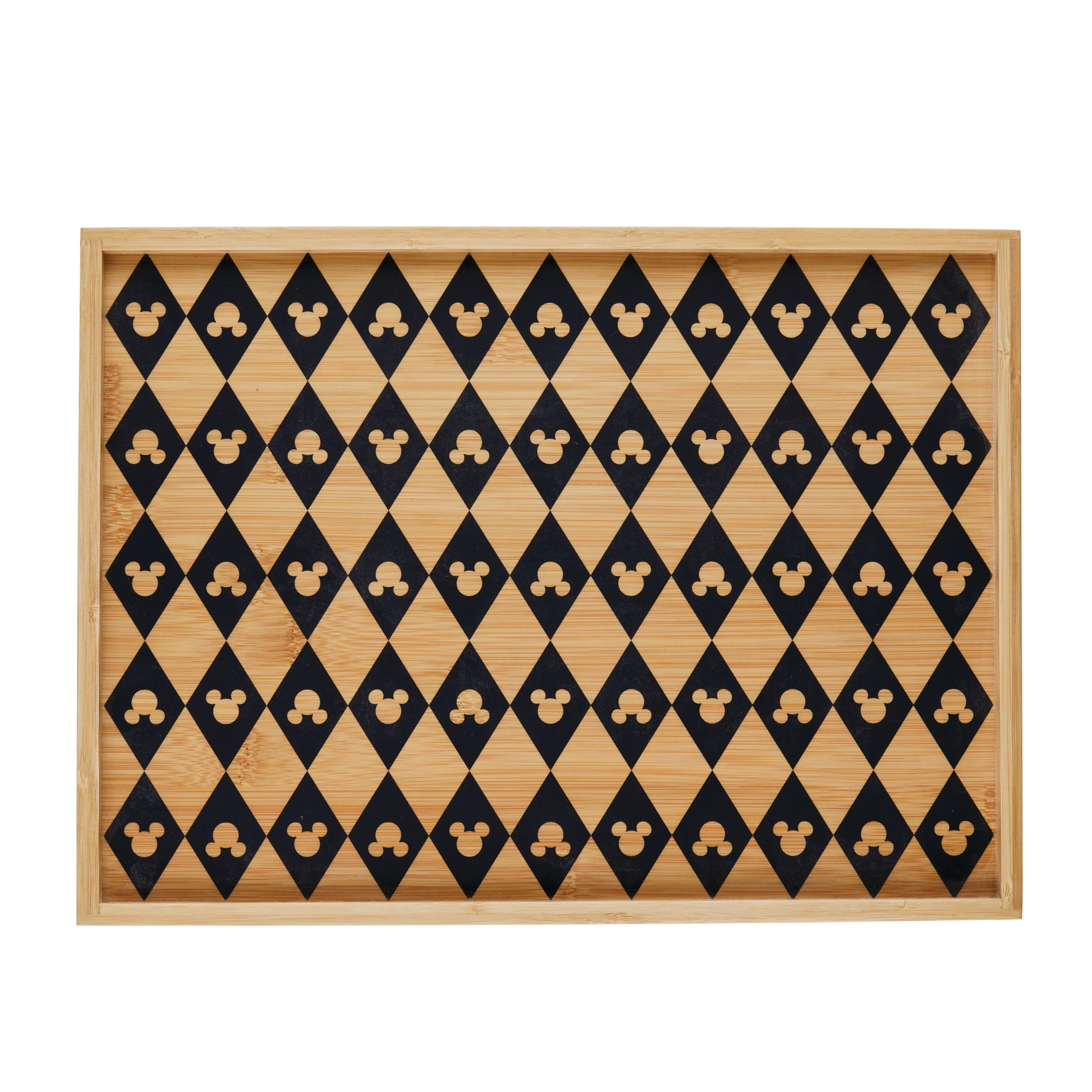 Disney Home Monochrome 13.7 Inch x 10.2 Inch, Large Serving Tray features Mickey’s iconic silhouette, Bamboo