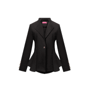 OrlyCollection Womens Peplum Blazer with Silver Buttons High Low Jacket (Black,Small)