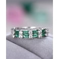 thumbnail image 3 of HeartsAndYou Baguette Cut Natural Green Emerald Moissanite Two Row Band 14k SOLID White Gold, 3 of 6