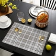 thumbnail image 4 of Gray White Plaid Checkered Pattern Summer Placemats Table Placemats Set Of 4-Linen Kitchen Washable Placemats Table Mats 11.8"x17.7" Non-Slip Heat Resistant, 4 of 6