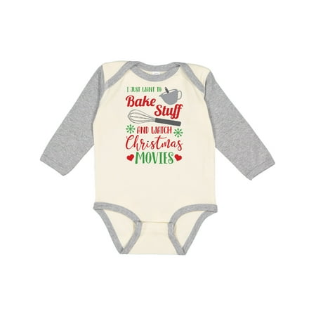 

Inktastic I Just Want to Bake Stuff and Watch Christmas Movies Gift Baby Boy or Baby Girl Long Sleeve Bodysuit