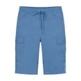 thumbnail image 6 of LEKWK Cargo Shorts for Women with Pockets Drawstring Elastic Waist Mid Rise Bermuda Shorts Lightweight Cargo Pockets Casual Summer Bottoms Outdoor Travel Wear Blue S, 6 of 6