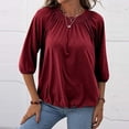 thumbnail image 6 of Women Blouses Womens Button down Shirts Short Sleeve Teacher Graphic Tees for Womens Short Sleeve Tunic Tops for Leggings Long Blouses Women Dressy Long Athletic Top Ladies Dress Tops Wine S, 6 of 8