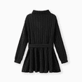 thumbnail image 3 of PatPat 2PCS Kid Girl Basic Design Solid Color Stand Collar Long Sleeve T-Shirt Set, 3 of 7