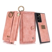 Samsung Galaxy Note20 Wallet Detachable Case, Dteck Zipper Purse Phone Case Multi-functional Folio Flip Leather Removable Magnetic Back Cover For Samsung Galaxy Note20 5G, Pink