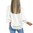 thumbnail image 4 of Odbmxy Shirts for Women 2025 3/4 Sleeve Summer Collared Womens Top Loose Ruffles Button up Casual Plain Tops,White XL, 4 of 7